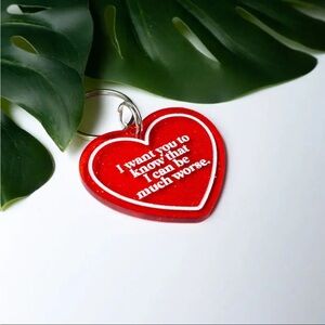 Red Heart Pendant Necklace “I Want You to Know I Can Be Much Worse” Humor NWT